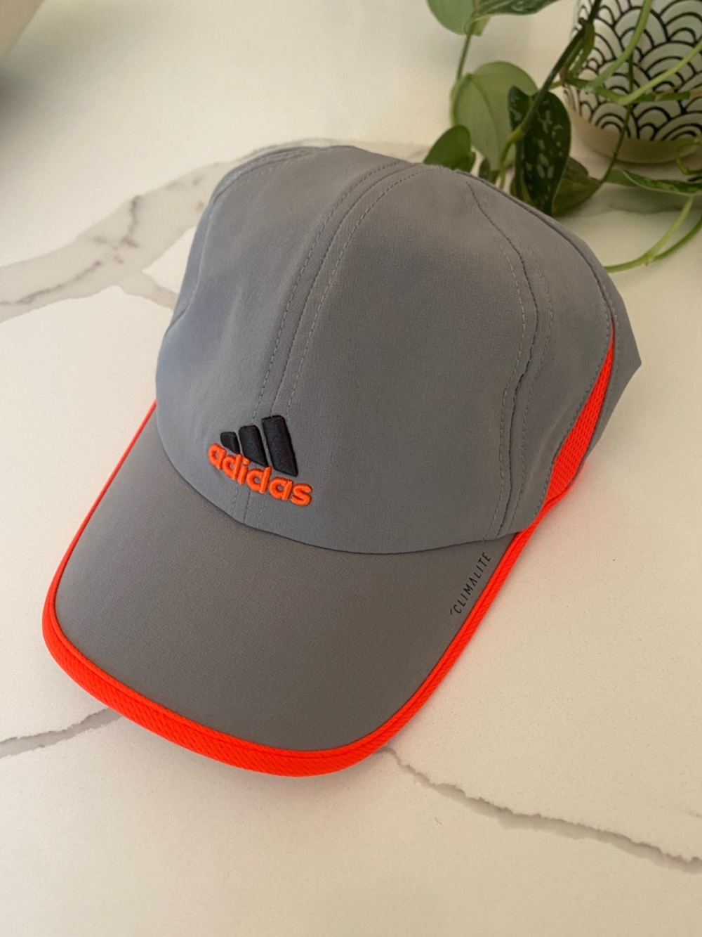 adidas || Superlite Stretch Climalite Hat - Grey with Orange accents